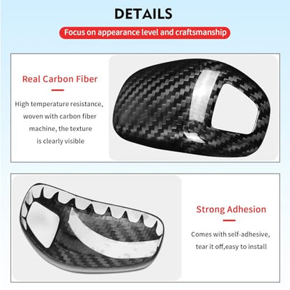 Compatible wth Carbon Fiber Gear Shift Knob Cover Automotive Shift Lever Decoration for Porsche Panamera 2017-2023 (Black)