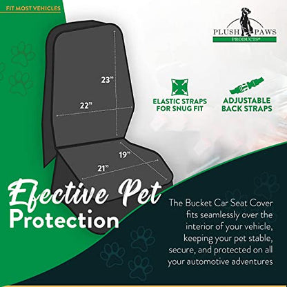 Premium Bucket Car Seat Protector | Diamond Stitching | Washable & Waterproof Front Seat Dog Cover Car, Truck, & SUV | Nonslip, Tear Resistant Pet Passenger Seat Cover | Black - color: Black