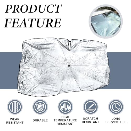 2026 Windshield Sun Shade Umbrella, Ultraviolet Protective Film and Heat Insulation Film, Emergency Rain Shield & Dashboard Protector, for Auto Windshield Covers Trucks Cars (59 in) - size: 150cm