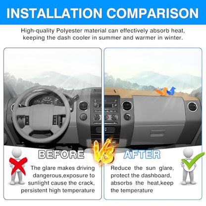 Autorder Beige Dashboard Cover Mat for Ford F150 F-150 2004-2008 Accessories Dash Cover Upgrade Polyester Dash Mat Sunshade Glare UV Rays Protector - size: 2004-2008 F150 (Beige)