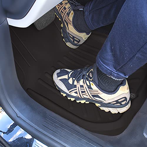 FH Group Faux Leather Deep Dish Car Floor Mats – Trim-to-Fit, Universal Fit Full Set Automotive Floor Mats for Cars, SUVs & Trucks, Durable All-Weather Interior Protection, Black - color: BLACK