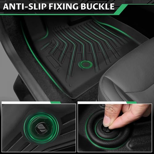Floor Mats Full Set for Dodge Grand Caravan 2008-2021 & for Chrysler Town & Country 2008-2016(ONLY Stow'n Go), TPE All Weather Protection Custom Fit Floor Liners & Backrest Mat & Cargo Liner