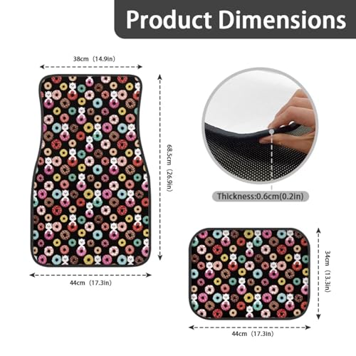 Alpaca Donut Black Automotive Floor Mats Front and Rear Car Mat Carpet Set 4 Pcs Fit for SUV,Vans,sedans,Trucks - color: Alpaca Donut Black