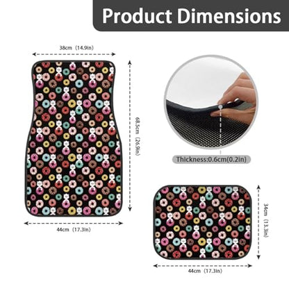 Alpaca Donut Black Automotive Floor Mats Front and Rear Car Mat Carpet Set 4 Pcs Fit for SUV,Vans,sedans,Trucks - color: Alpaca Donut Black