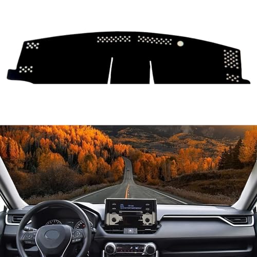 Dash Cover Mat Compatible with Toyota RAV4 2019-2025 Dashboard Cover Dashboard Pad Protect Dash Mat for 2025 RAV4 Accessories Polyester All-Weather Black - size: Polyester forToyota RAV4 2019-2025 Dash Mat