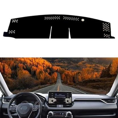 Dash Cover Mat Compatible with Toyota RAV4 2019-2025 Dashboard Cover Dashboard Pad Protect Dash Mat for 2025 RAV4 Accessories Polyester All-Weather Black - size: Polyester forToyota RAV4 2019-2025 Dash Mat