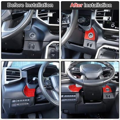 Car Engine Start Stop Decoration Frame Stickers Fit for Toyot@a Tundra/Sequoia 2022-2024 Real Carbon Fiber Center Console Key Ignition Starter Button Knob Panel Protect Cover Trim Sticker Accessories - size: Engine Start Stop Trim