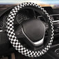 Black and White Checkered Racing Flag Checkerboard Square Grid Car Steering Wheel Cover,Non-Slip Neoprene-Sweat Car Accessories,Universal 15 Inch Fit Auto, Vans Trucks,Suvs, Truck - color: Black And White Checkered