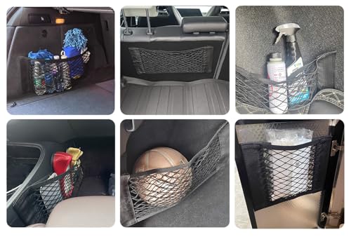2pcs Cargo Net Car Storage Net - Stretchable Mesh Pocket Net Magic Tape Universal Mesh Car Accessories Interior Organizer (L)