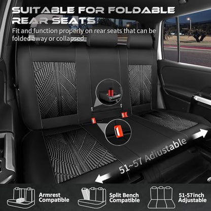 CAR PASS 3D Neoprene Back Seat Cover, Waterproof Rear Seat Covers Universal Fit for Cars Sedans Trucks Vans and SUVs, Black - color: Solid Black-Rear, size: Rear Seat