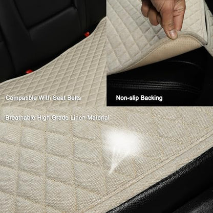 West Llama Linen Car Seat Covers,Bottom Seat Covers for Cars Include 1 Rear Bench Cover Universal Fits 90% Vehicles,SUVs,Cars,Sedans,Beige - color: C-Beige, size: 1 Rear Bench Seat Cover