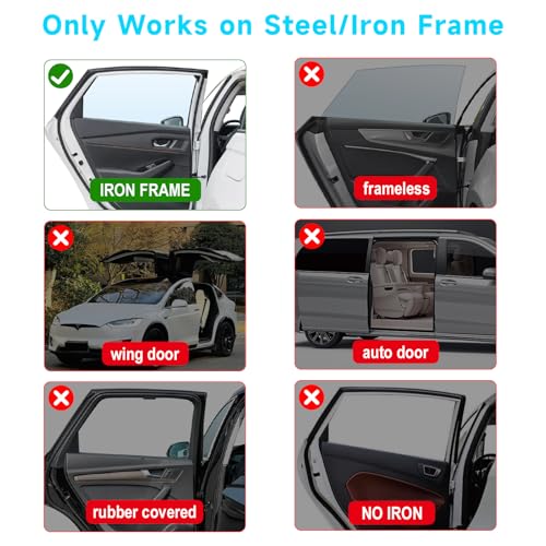 Car Window Shades, 2 PCS Magnetic Double Layer Auto Sun Shade for Side Windows Privacy Full Covers/Half Shade Options Back Car Window Curtains for Baby Protection - color: Black:2pack