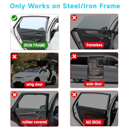 Car Window Shades, 2 PCS Magnetic Double Layer Auto Sun Shade for Side Windows Privacy Full Covers/Half Shade Options Back Car Window Curtains for Baby Protection - color: Black:2pack