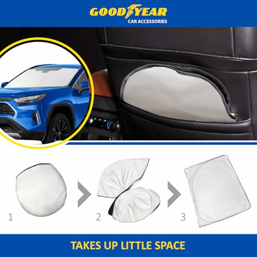Goodyear Foldable Windshield Sunshade for Toyota RAV4 2019-2025, SUV car Accessories, Sunshade Cover, Sun Shade Car Windshield, Window Sun Blocker - GY008250 - color: For Toyota RAV4 19-25