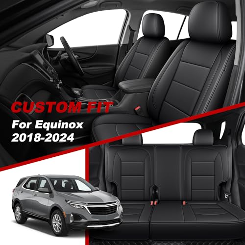 TTX LIGHTING Car Seat Covers for Chevrolet Chevy Equinox 2018-2024 Seat Covers Waterproof 5 Seats Fulll Set Breathable Faux Leather Custom Fit Car Protector Cushion Accessories - size: 17.Equinox 2018-2024 5 Seat Full Set