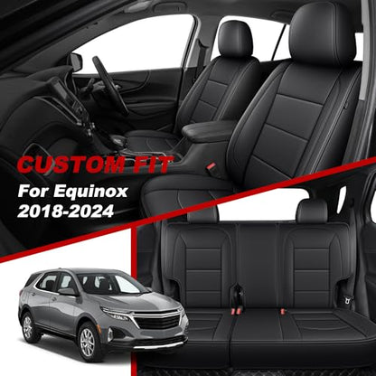 TTX LIGHTING Car Seat Covers for Chevrolet Chevy Equinox 2018-2024 Seat Covers Waterproof 5 Seats Fulll Set Breathable Faux Leather Custom Fit Car Protector Cushion Accessories - size: 17.Equinox 2018-2024 5 Seat Full Set