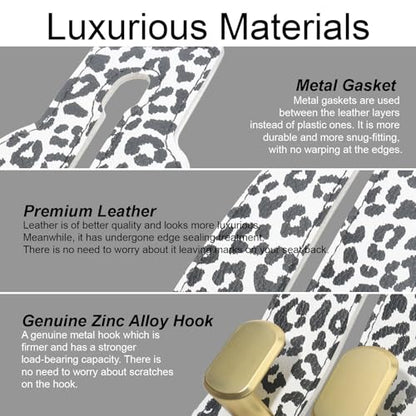 Purse and Bag Hook for Car, Zinc Alloy Seat Headrest Hooks, Upgraded Leather Car Seat Back Purses Hanger and Bags Holder (White Leopard) - color: White Leopard