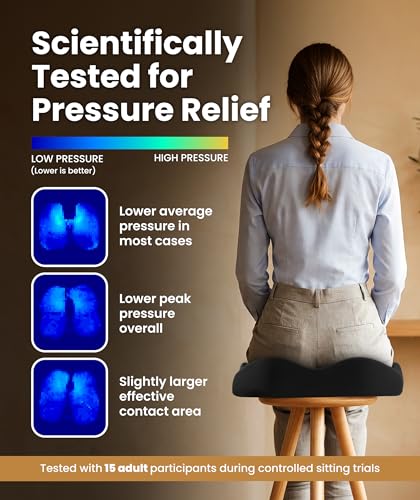 Doctor Recommended Memory Foam Seat Cushion for Office Chairs & Car - Ergonomic Office Desk Accessories - Cushions for Tailbone Pain Relief, Sciatica