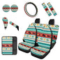 Dreaweet Aztec Tribal Horse Car Seat Covers Full Set 12 Pcs,Universal Car Seat Cover with Steering Wheel Cover,Seat Belt Pads,Armrest Cover,Cup Holder Coasters,Handbrake Cover,Gear Shift Knob Cover - color: Aztec Tribal Horse