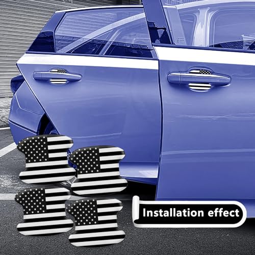 UGSHY Pack of 4 Car Handle Protector, Universal Car Door Handle Sticker, Anti Scratch Paint Protector, Automotive Exterior Accessories, for Cars Trucks SUVs (American Flag Black)
