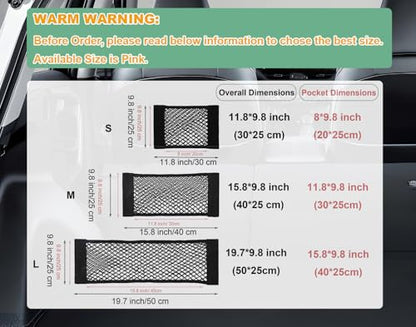 2pcs Cargo Net Car Storage Net - Stretchable Mesh Pocket Net Magic Tape Universal Mesh Car Accessories Interior Organizer (L)