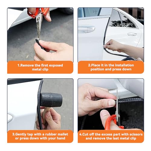 Car Door Edge Guards, Universal 16Ft Rubber Seal Trim Protector, U Shape Door Edge Protector Guard, Aluminum Boat Edge Guards, Car Decoration Accessories (Black)