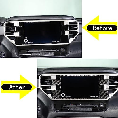 Car Central Control Navigation Screen Frame Decorative Sticker Compatible with Toyota Tundra/Sequoia 2022-2024 Real Carbon Fiber Center Navigation Screen Panel Protect Cover Trim Sticker Accessories - size: Central Navigation Screen Frame Sticker