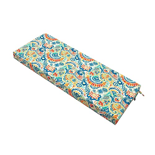Magpie Fabrics Patio Bench Loveseat Cushion Covers (Replacement Cover only, No Insert!), Waterproof Fade Resistant Swing Cushion Slipcover with Ties(42x18x3 Inch, Paisley Multi) - color: A Paisley Multi, size: 42x18x3 Inch (1 Count)