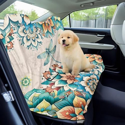Boho Mandala Dragonfly Print Rear Bench Towel Seat Covers, Waterproof Auto Back Seat Cover Automotive Backseat Protector, Bench Cover for Cars for Kids Dogs - color: Boho Mandala Dragonfly