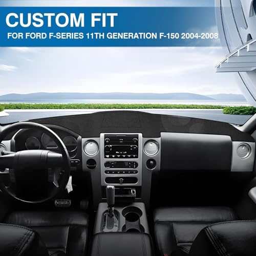 KUST Black Dash Cover for Ford F150 F-150 2004-2008, 2004-2008 Lincoln Mark LT Left Hand Driving Polyester Dashboard Cover Non-Slip Interior Accessories for F150 Custom Fit Dash Mat Sunshade No Glare - size: For F-150 04-08