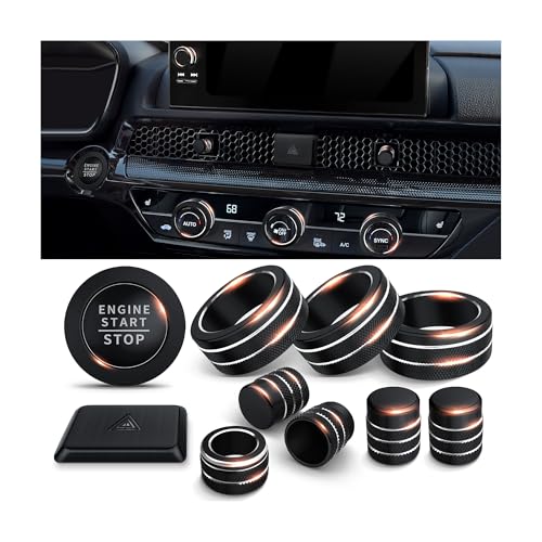 Polodunn for Honda Civic 2022-2026 Accessories, CRV 2023-2026 & Acura Ingetra 2023-2026 (Fit 9" Screen/ 1 Audio Knob), 11pcs Knob Cover Kit - Hazard Light, Push Start, Audio, AC & Air Vent (Black) - color: Black, size: 1 Audio Knob Screen