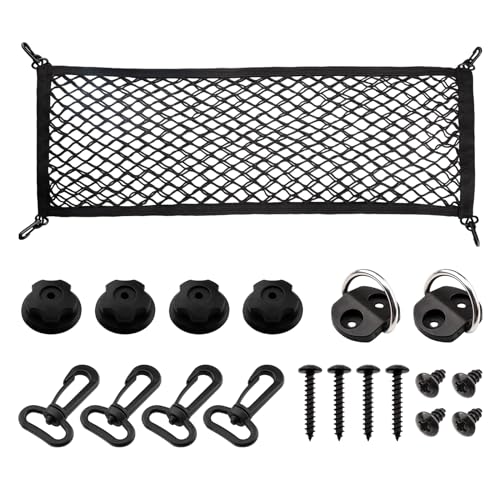 Cargo Net for SUV Trunk Net Organizer 35.4 x 11.8 inches, Elastic Heavy Duty Storage Mesh Net with Hooks Double-Layer Car Rear Cargo Net for Sedan, Vehicle