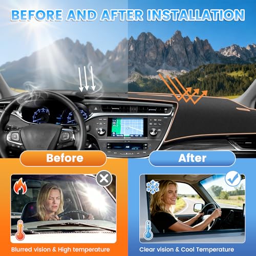 KUST Black Dash Cover Compatible with Toyota Avalon 2013-2018 Dashboard Cover Accessories for Avalon Non-Slip Polyester Dashboard Mat Custom Fit Center Console Sunshield Protector No Glare - size: Avalon 13-18(Black)