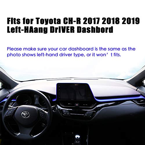 PGTOPONE Custom Fit Dashboard Black Center Console Cover Dash Mat Protector Sunshield Cover Pad Carpet for 2017-2022 Toyota CHR CH-R (Black) - color: Black