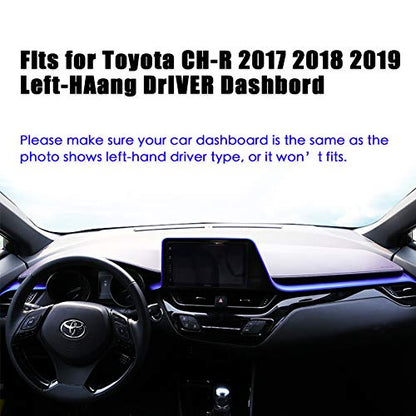 PGTOPONE Custom Fit Dashboard Black Center Console Cover Dash Mat Protector Sunshield Cover Pad Carpet for 2017 2018 2019 2020 Toyota CHR CH-R (Red) - color: Red