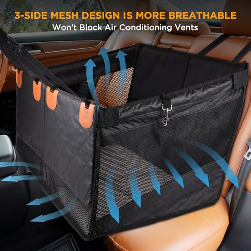 Back Seat Extender for Dogs,Hard Bottom Dog Car Seat Cover for Back Seat Holds 400lbs,Waterproof Anti-Scratch PU Leather Backseat Extender for Dogs,Dog Hammock for Car SUV Truck
