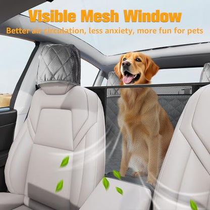 Dog Seat Covers for Tesla Model 3 & Y Back Seat with 2 Pack Door Protectors, 100% Waterproof Dog Hammock for Tesla with Mesh Window & Headrest Protection Prevents Scratches and Scuffs (Gray)