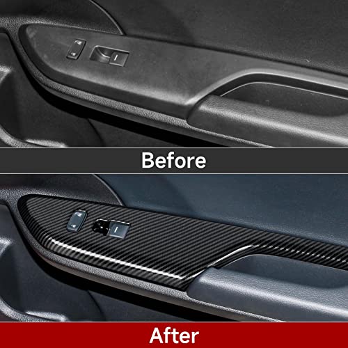 Car Window Lift Control Switch Panel Cover Decals for 2016-2021 Honda Civic 10th Gen Accessories ABS Carbon Fiber Stickers, Not for Coupe Model - color: Window Control Switch