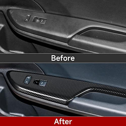 Car Window Lift Control Switch Panel Cover Decals for 2016-2021 Honda Civic 10th Gen Accessories ABS Carbon Fiber Stickers, Not for Coupe Model - color: Window Control Switch