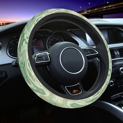 Marble Texture Elastic Steering Wheel Cover Abstract Background Golden Steering Wheel Cover Anti Slip Protective Case Universal Stretch Steering Protector - color: Multi1117