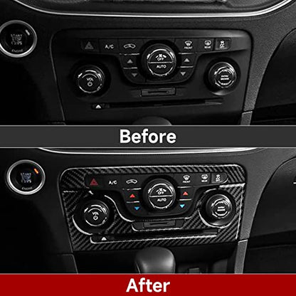 Car Air Conditioner Volume Switch Panel Decals for 2011 2012 2013 2014 Dodge Charger Accessories Carbon Fiber Interior Stickers - color: Air Conditioner Panel