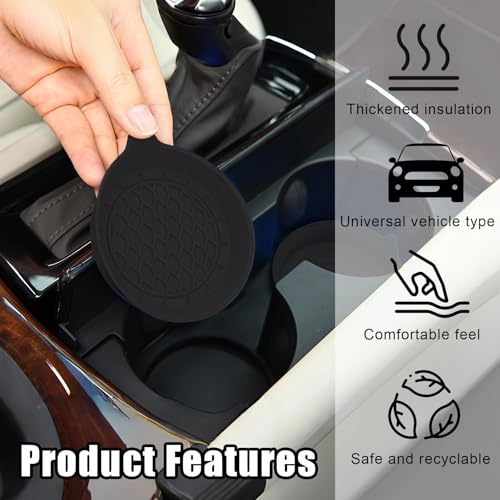 Car Cup Coasters, Silicone Cup Holder Insert (4 Pack) with Soft Bristle Cleaning Brush (2 Pack), Non-Slip Honeycomb Spill Guard Car Interior Accessories, Universal for SUV, Sedan, Truck (Black) - size: Style 1