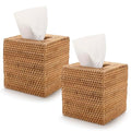 2 Pack Rattan Tissue Box Cover Square, Hand Woven Wicker Tissue Holder, 5.5 x 5.5 X 5.7 inch, Natural - color: Natural, size: Square (5.7"H) (Set of 2)