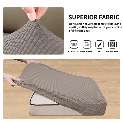 Easy-Going Stretch Individual Loveseat Couch Cushion Cover Sofa Cushion Furniture Protector Sofa slipcover Soft Flexibility with Elastic Bottom (2-Piece Loveseat Cushion Cover, Taupe) - color: Taupe, size: 2-piece