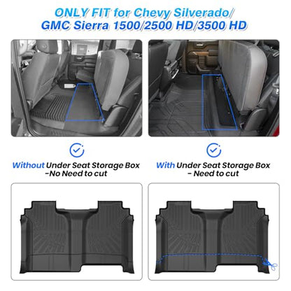 Cartist Floor Mats for 2019-2026 Chevy Silverado/GMC Sierra 1500, 2020-2026 2500 HD/3500 HD Crew Cab, All Weather Floor Liners for Silverado Accessories, Heavy Duty TPE Car Mats, Car Accessories - size: 1)Chevy Silverado 1500 19+