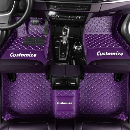 Custom Personalized Floor Mats - Luxury Full Coverage All Weather Floor Mats, Anti-Slip Leather Mat Set, Fits 98% of Cars, Trucks & SUVs (Purple) - color: Purple
