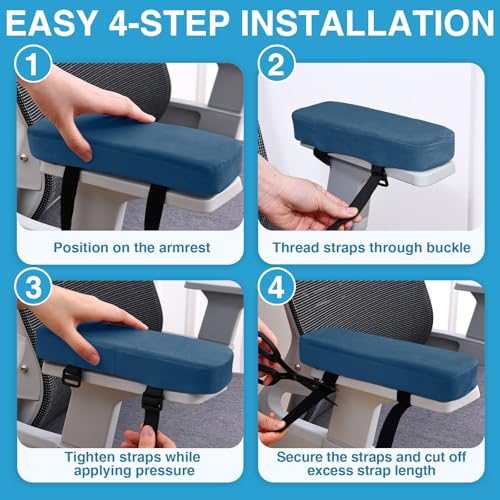 Smiry Ergonomic Office Chair Armrest Pads, Memory Foam Arm Rest Covers, Non-Slip Armrest Cushion with Adjustable Buckles and Straps, Elbow Relief for Desk, Gaming & Wheelchair (Ocean, Set of 2) - color: Ocean