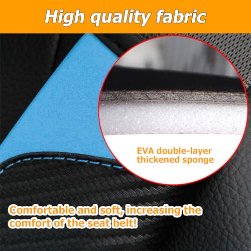 2PCS Car Seat Belt Cover, Carbon Fiber Seatbelt Shoulder Protection, Soft Car Seat Belt Strap Cushion Protect Your Neck and Shoulder, Car Accessories Seat Belt Pad for Car Truck (Blue) - color: Blue