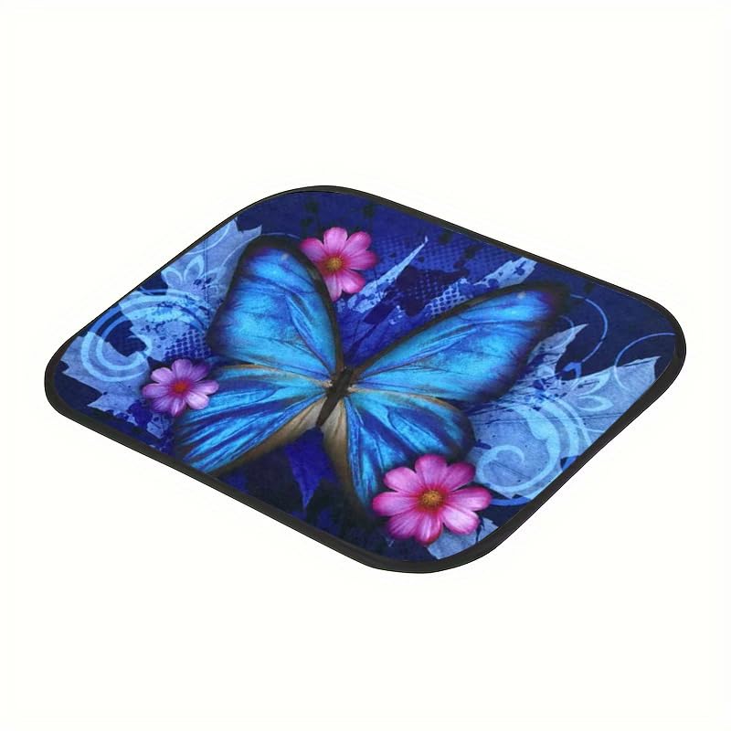 Premium 4-Piece Car Floor Mats,Black Carpet with Big Butterfly Print & Vinyl Heel Pad – Universal Fit for Sedan, SUV & Van, Truck,Heavy Duty Auto Accessories Interior - style: Butterfly style 3