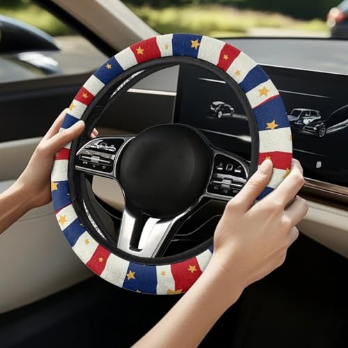 AFPANQZ Car Steering Wheel Covers 14-15" inch Universal Fit Most Car Sedans SUVs, American Stripe Star Print Breathable Steering Wheel Protector - color: American Stripe Star